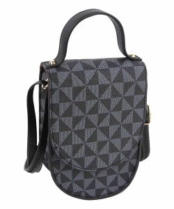 Fashion Monogram Top Flap Crossbody Bag Cell Phone Purse LMN014 BLACK